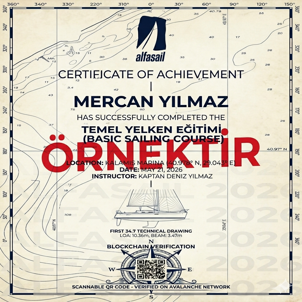 Alfasail sertifikası kağıda değil, blockchain'e yazılıyor. Millerinizi bloklara kazıyoruz.